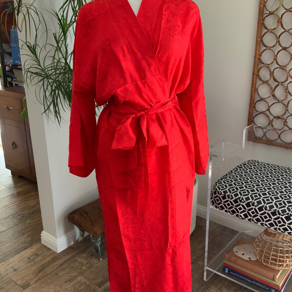 Red Silk Robe by Saks Fifth Avenue New